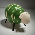 Handcrafted Round Ceramic Sheep Figurine with Metal Legs - Farm Decor