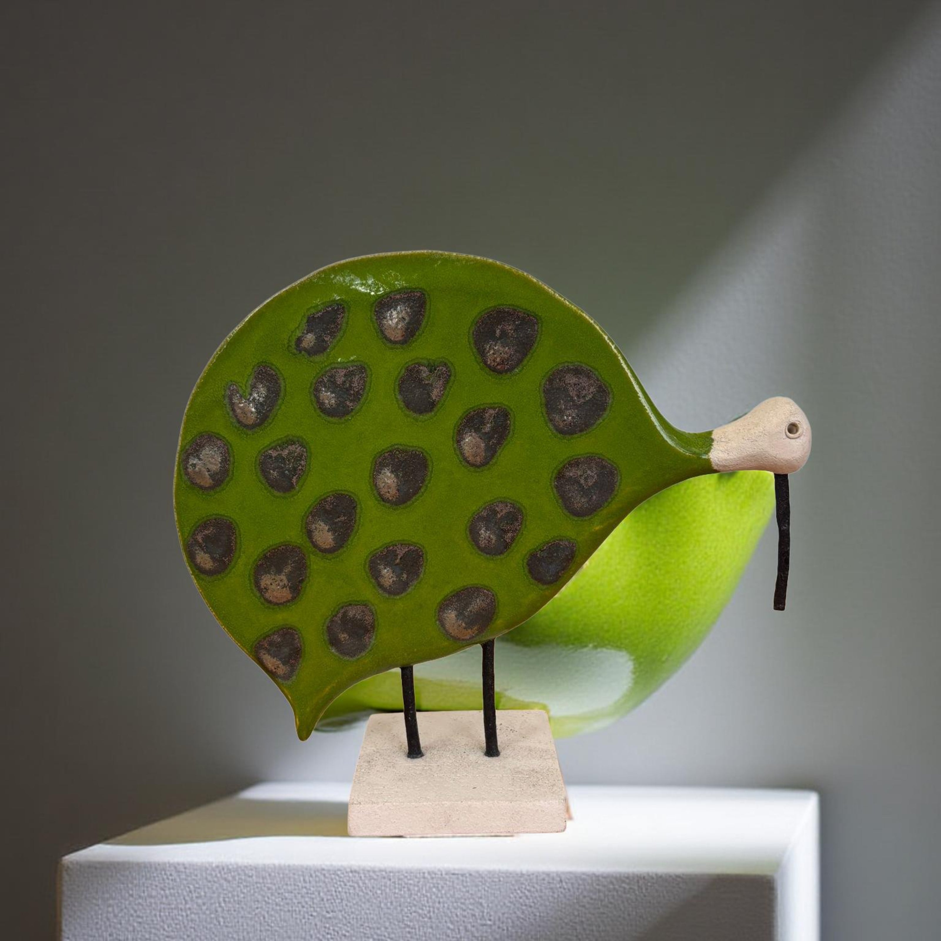Kiwi Bird Sculpture: Ceramic with Metal Beak & Legs - Small Decorative Figurine