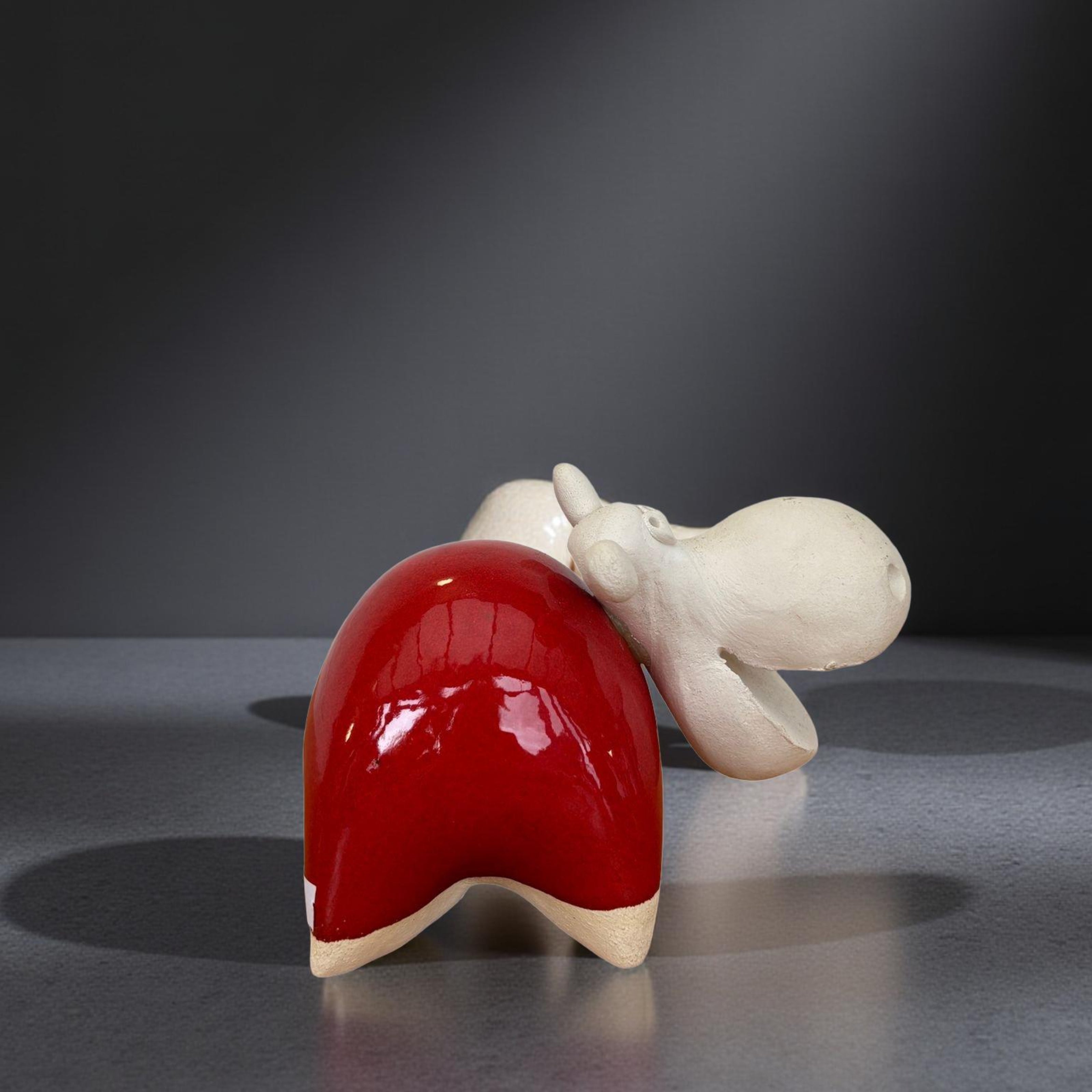 Hand Crafted Glazed Ceramic Happy Hippo Figurine