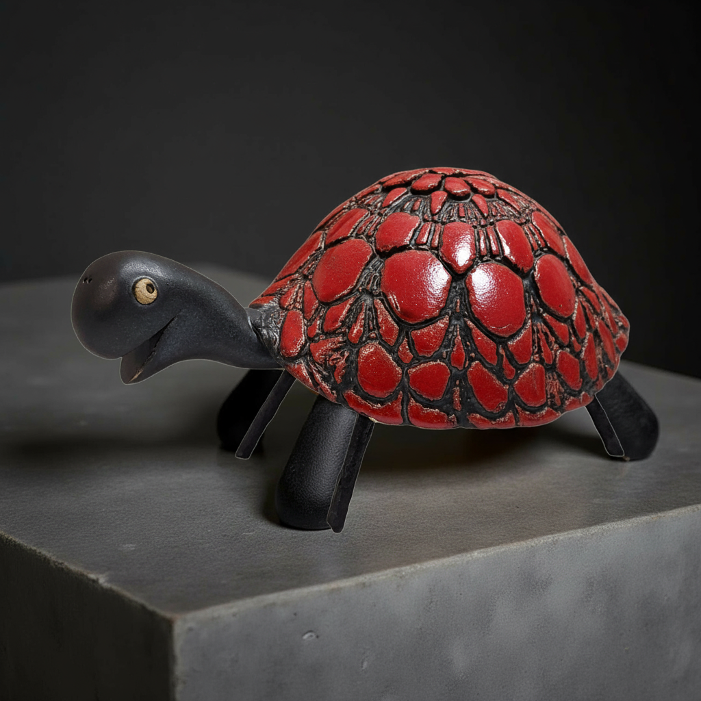 Ceramic Turtle Figurine, Sea Creature (Decor Sculpture)