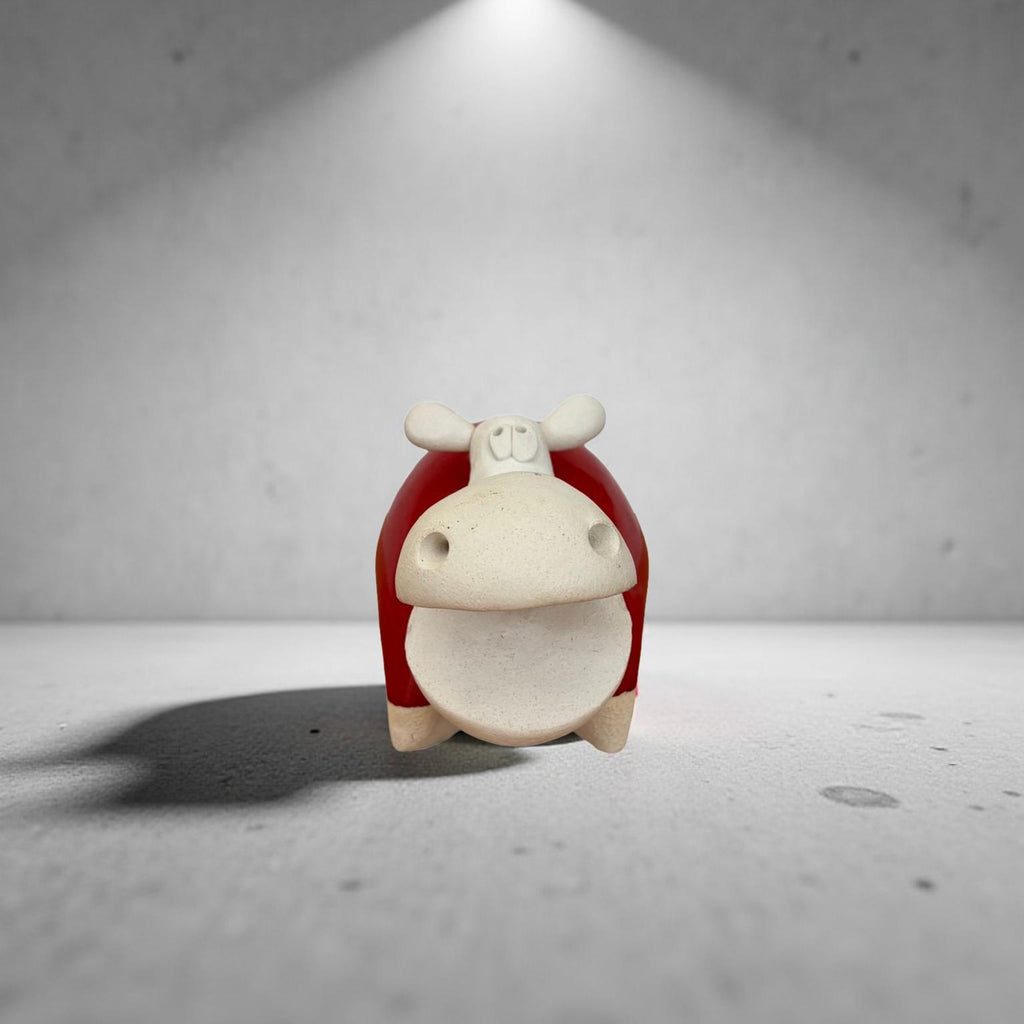 Hand Crafted Glazed Ceramic Happy Hippo Figurine