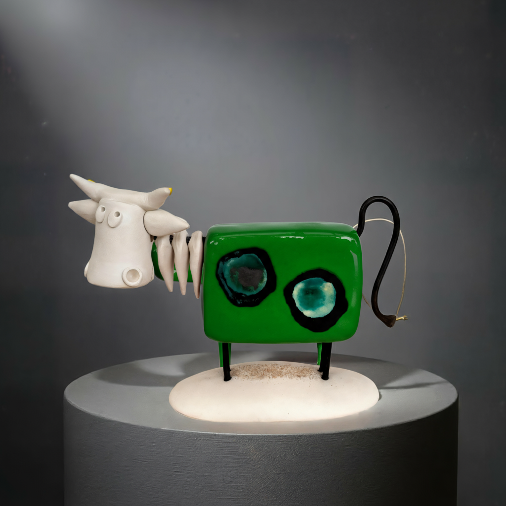 Large Cow Figurine - Farm Animal Decor Sculpture (Handmade)