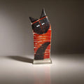 Handmade Glass Cat – Striped Habrat Glass Art Cat with Pointed Ears, Unique Art